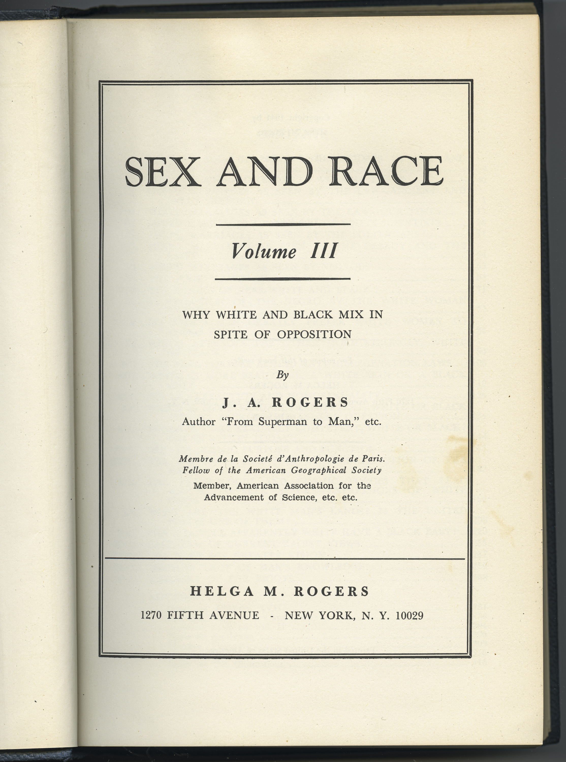 Sex and Race Vol. III (1944, 5th edition)