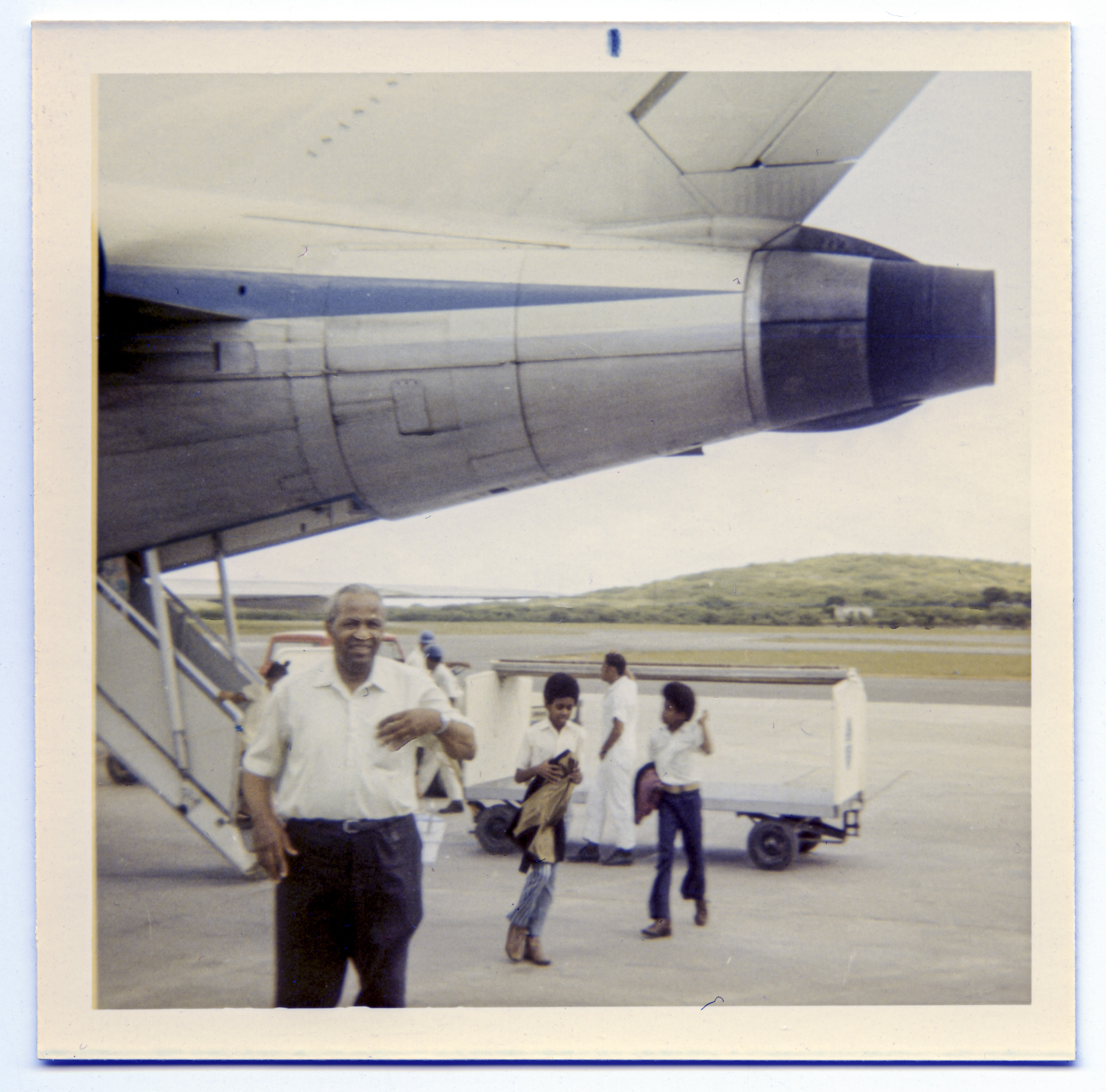 Aubrey J. Weeks at Montserrat Airport, 1970s.