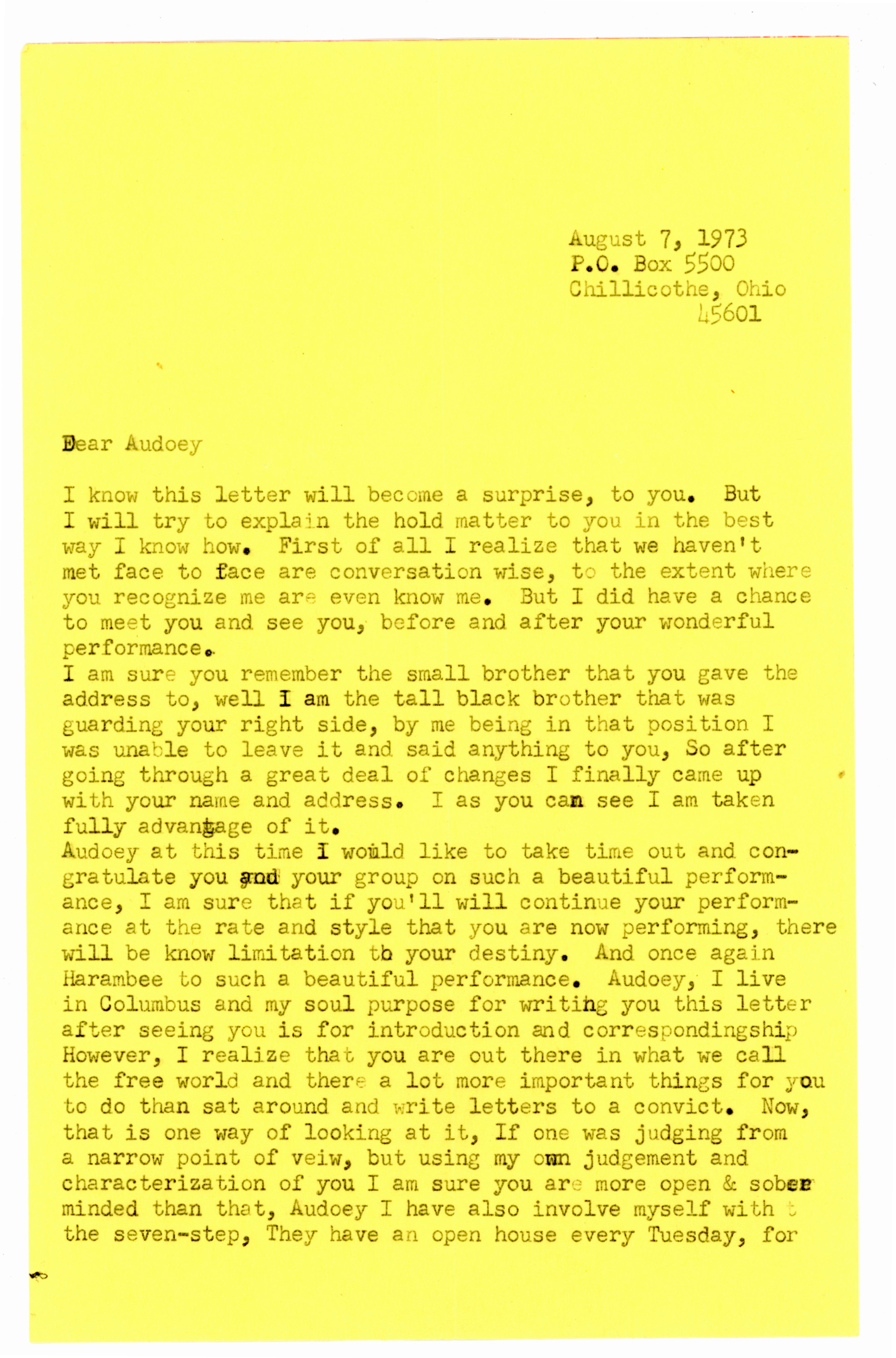 Letter from Arthur Page 1