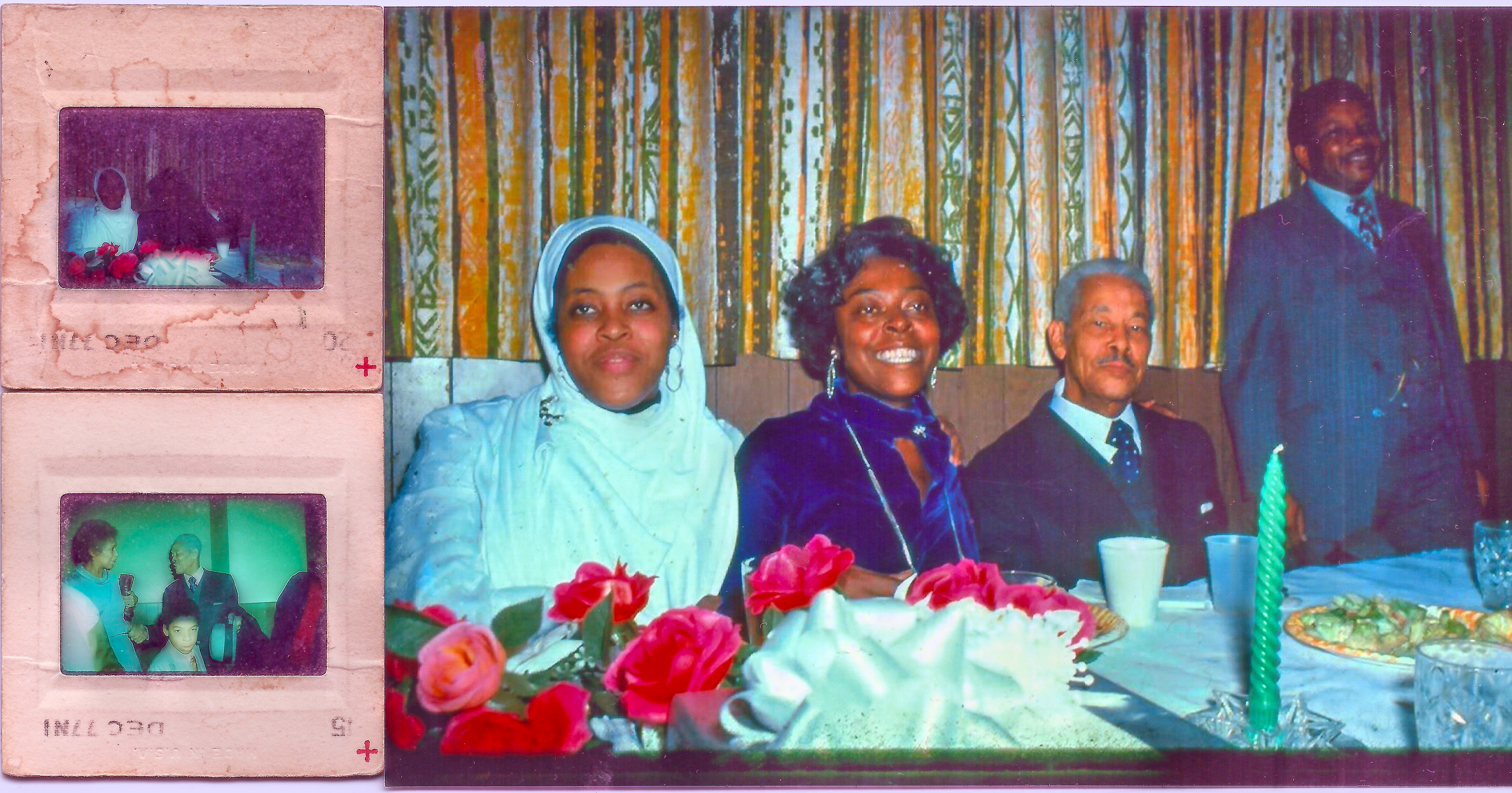 With mother, Carmen Weeks, and grandfather, Edgar “Fred” Inniss