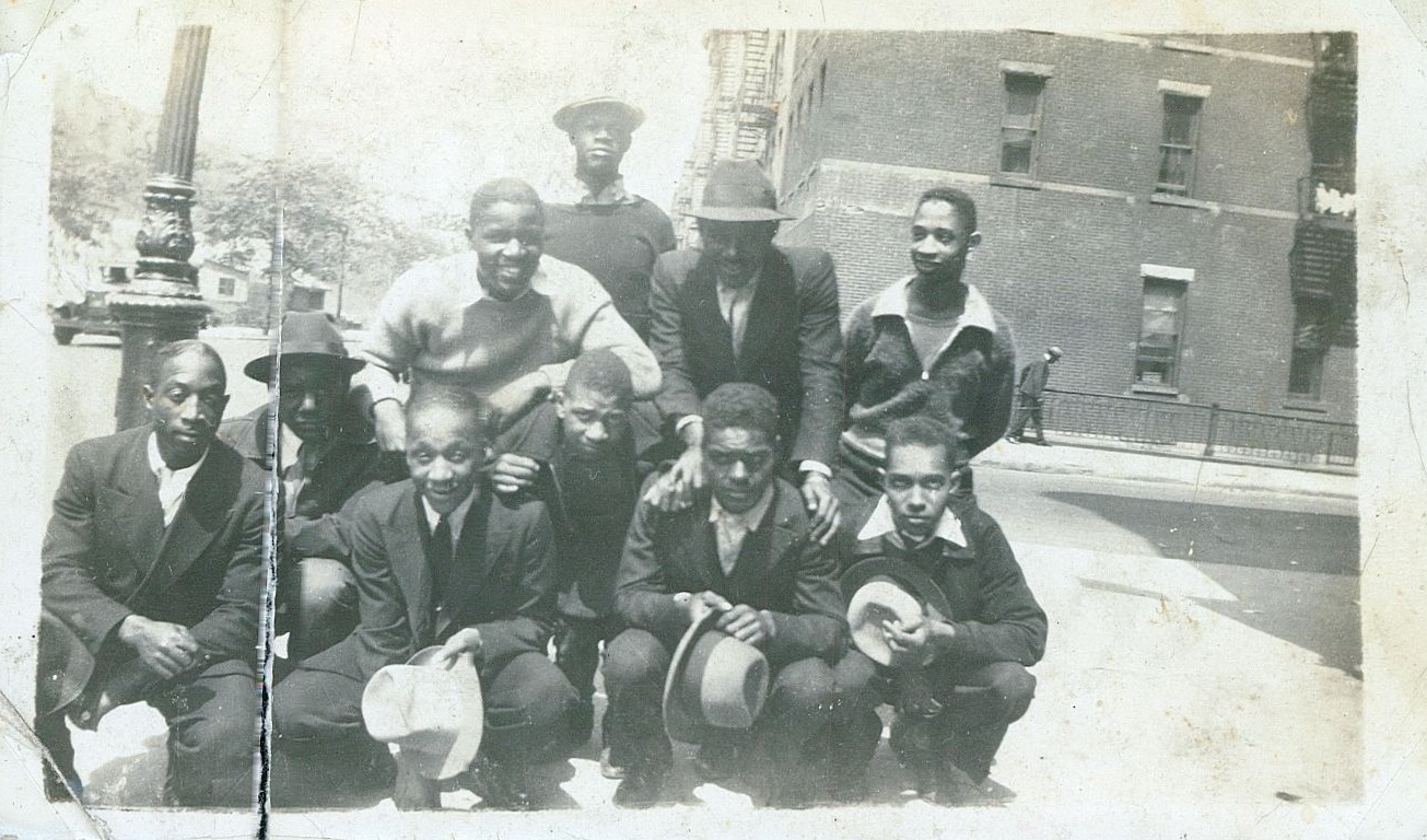 Aubrey (middle row, left) with friends,1937.