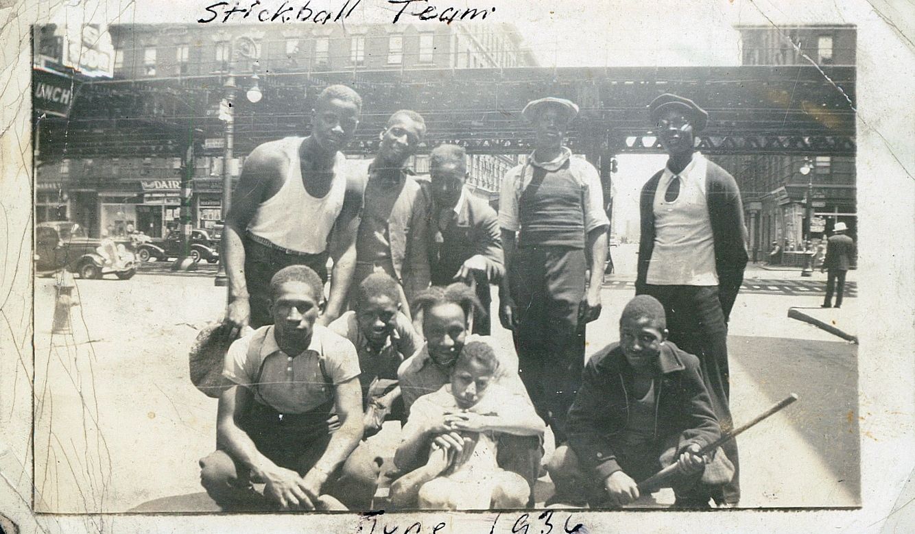 Umi's father,  Aubrey J. Weeks (back row, left), with stickball team, June 1936.